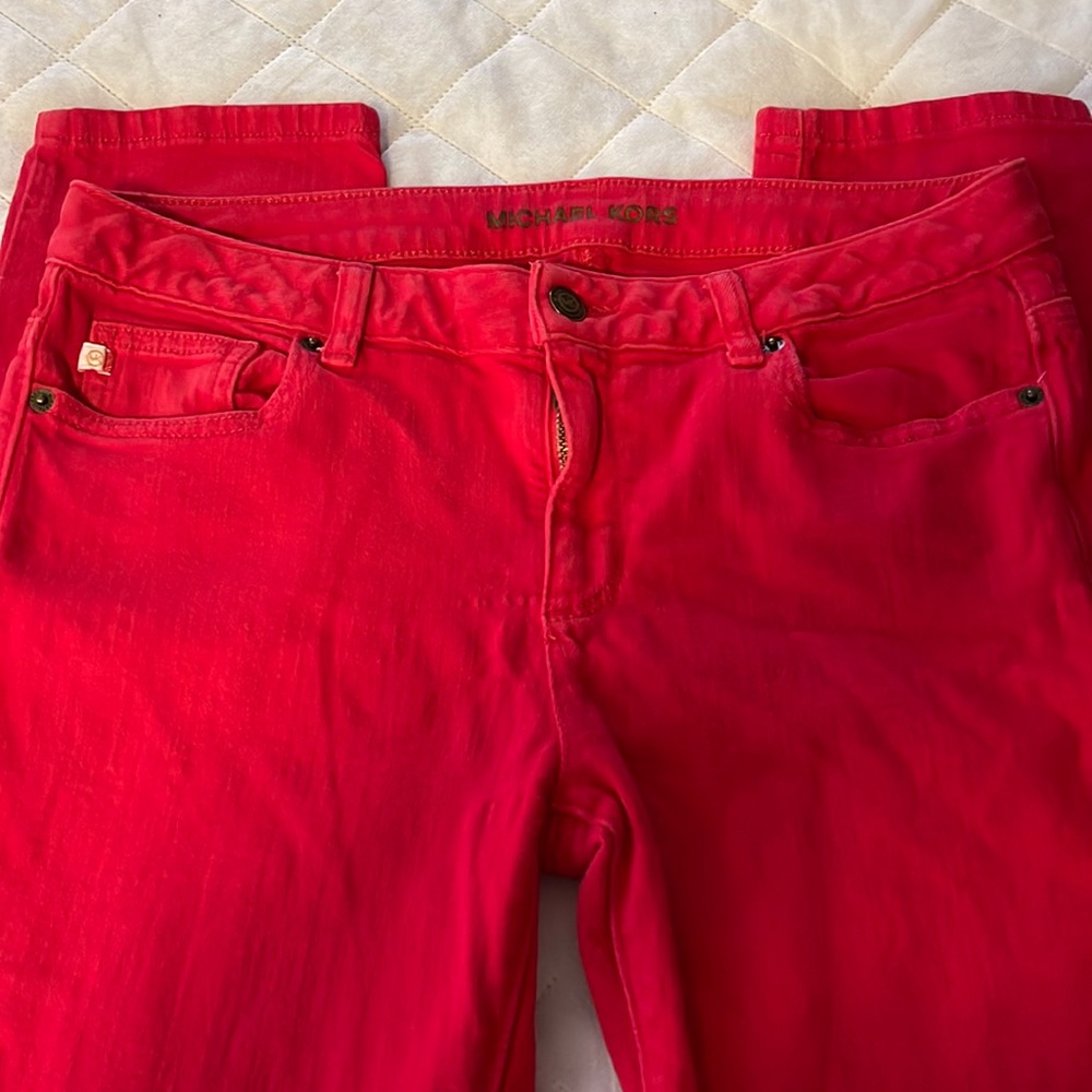 Michael Kors, Red, straight leg jeans